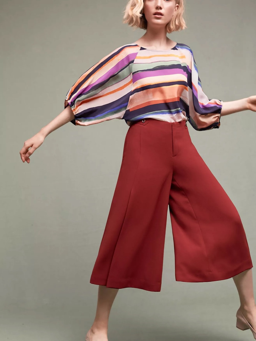 Anthropologie The Essential Culotte Pants Size 8 In Maroon Brick Red